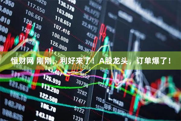 恒财网 刚刚，利好来了！A股龙头，订单爆了！