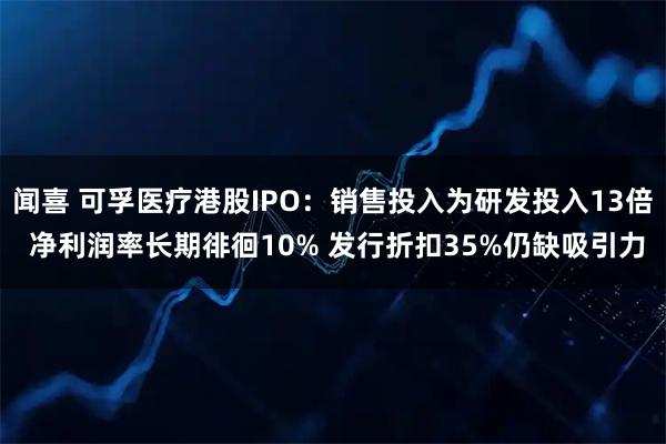 闻喜 可孚医疗港股IPO：销售投入为研发投入13倍 净利润率长期徘徊10% 发行折扣35%仍缺吸引力